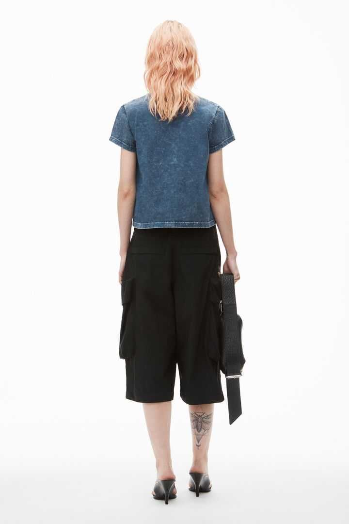 Футболка Alexander Wang Puff Logo Shrunken Tee In Cotton Jersey Faded