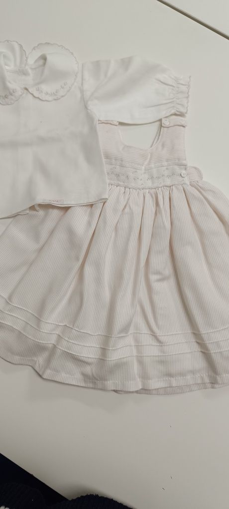 Vestido de menina com camisa bordada  1/3 meses