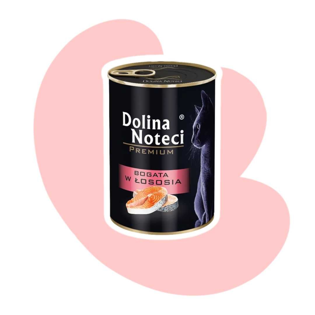 Dolina Noteci Premium Bogata w łososia 12x400g Karma mokra dla kota