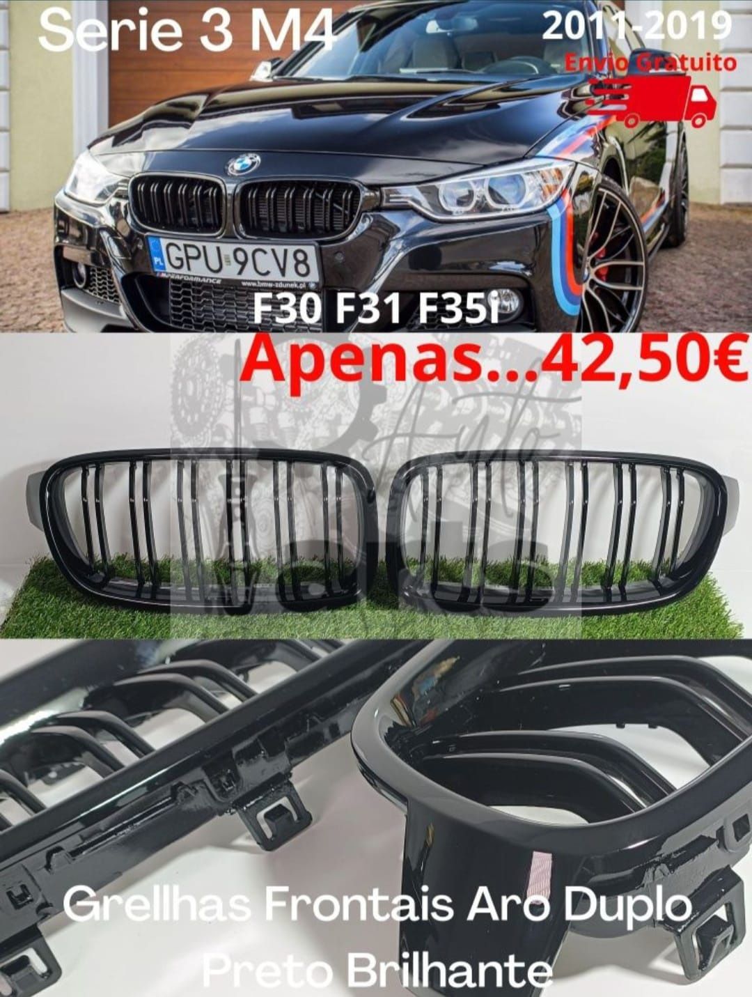 (Promoção) Grelhas Frontais Aro duplo BMW serie 3 F30 F31 F35i