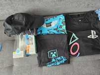 PlayStation,Minecraft, butelka Dafi, czapka