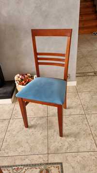 8 Cadeiras de madeira faia com almofada azul