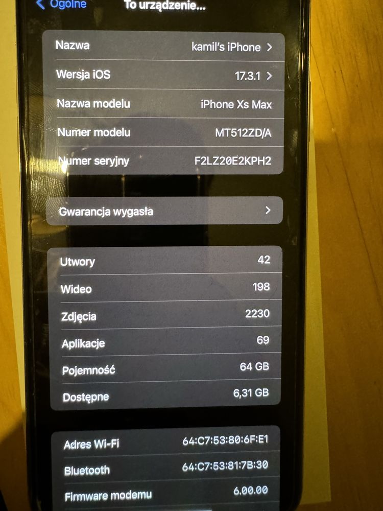 Iphone xs max 64GB