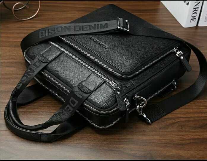 Наплечная кожаная мужская сумка.