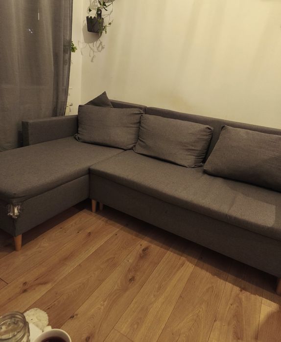 Narożnik kanapa szara - trochę uszkodzona