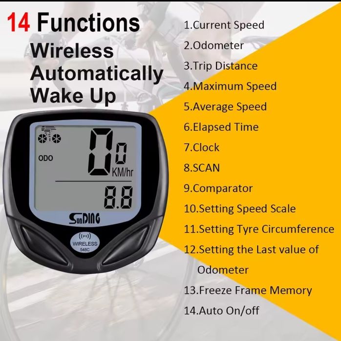 Велокомпьютер беспроводной SunDING 548C