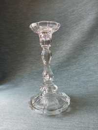 Świecznik szklany transparentny Niemen Ząbkowice Hortensja