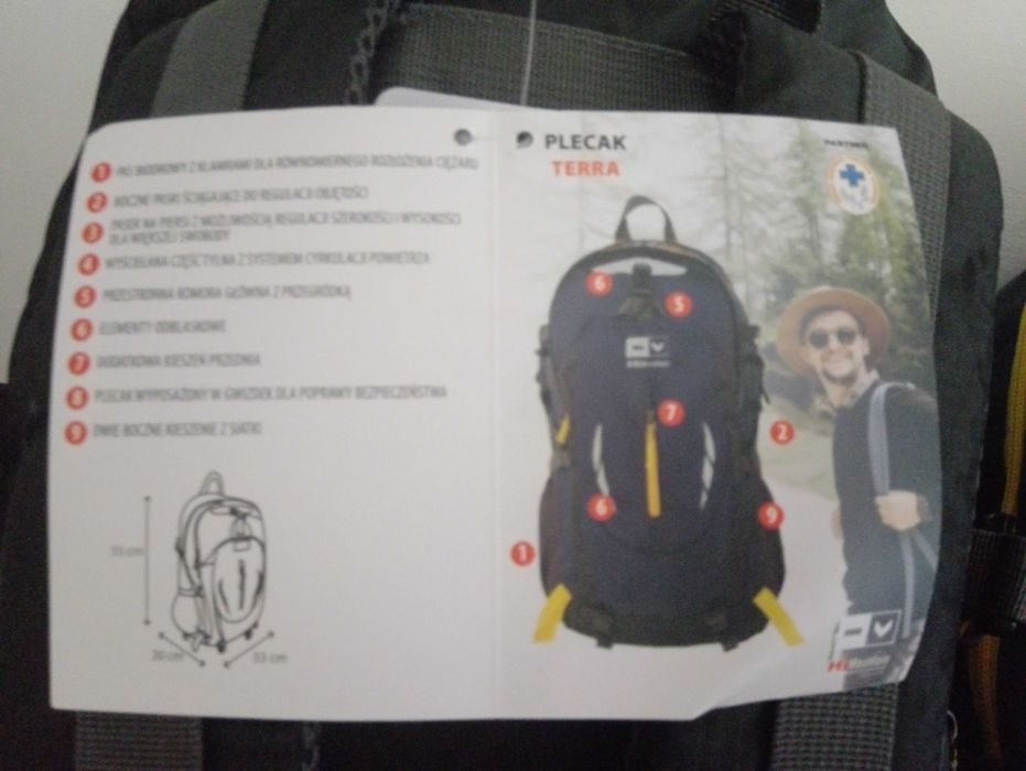 Granatowo-szary plecak turystyczny Terra HiMountain 55x33x20cm poj.35L