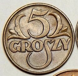 Moneta obiegowa II RP 5gr 1939r