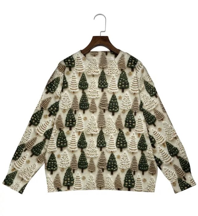 Зимовий жіночий светр з ялинками