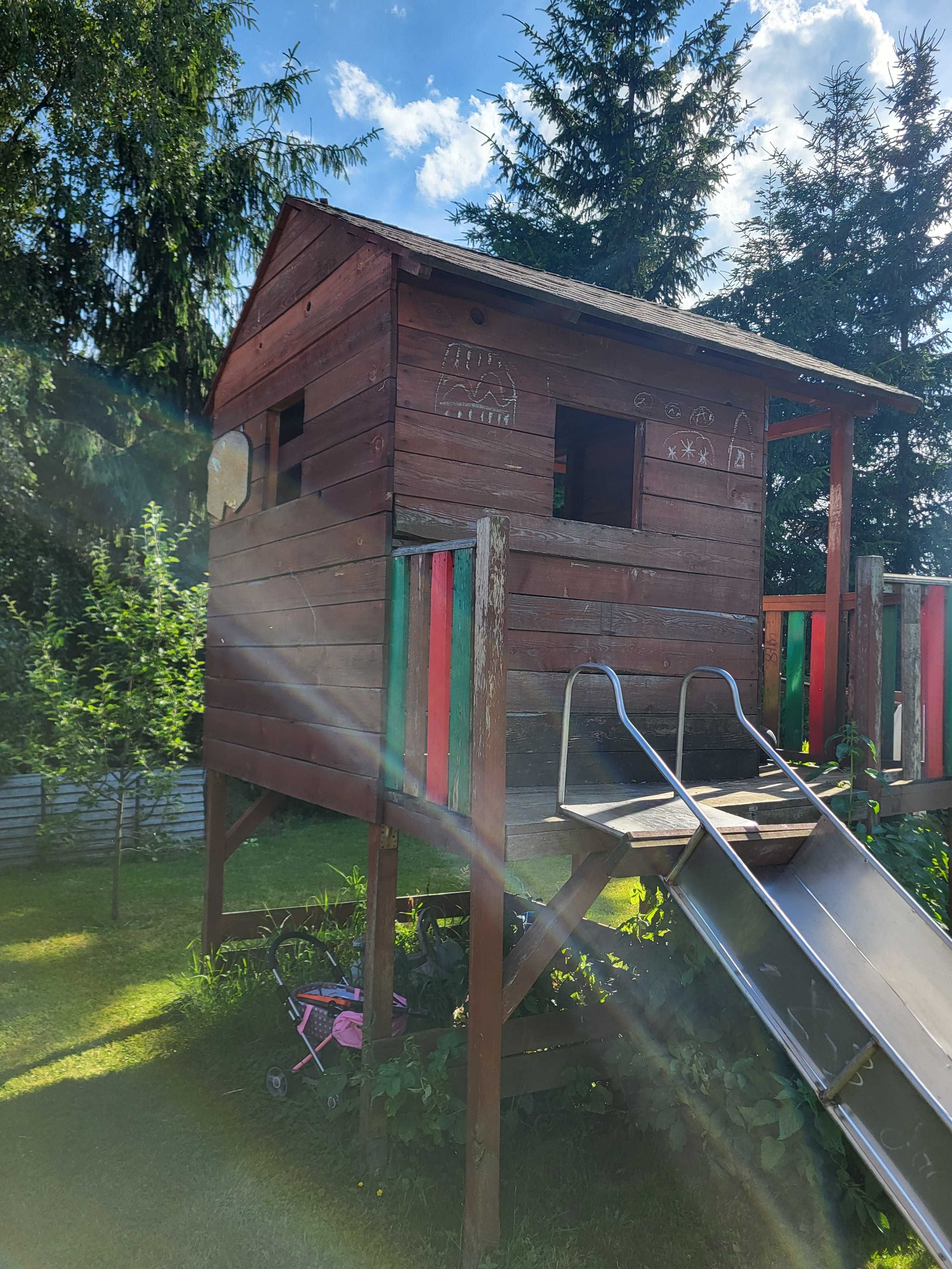 Domek z zjezdzalnią i tyrolką 25m