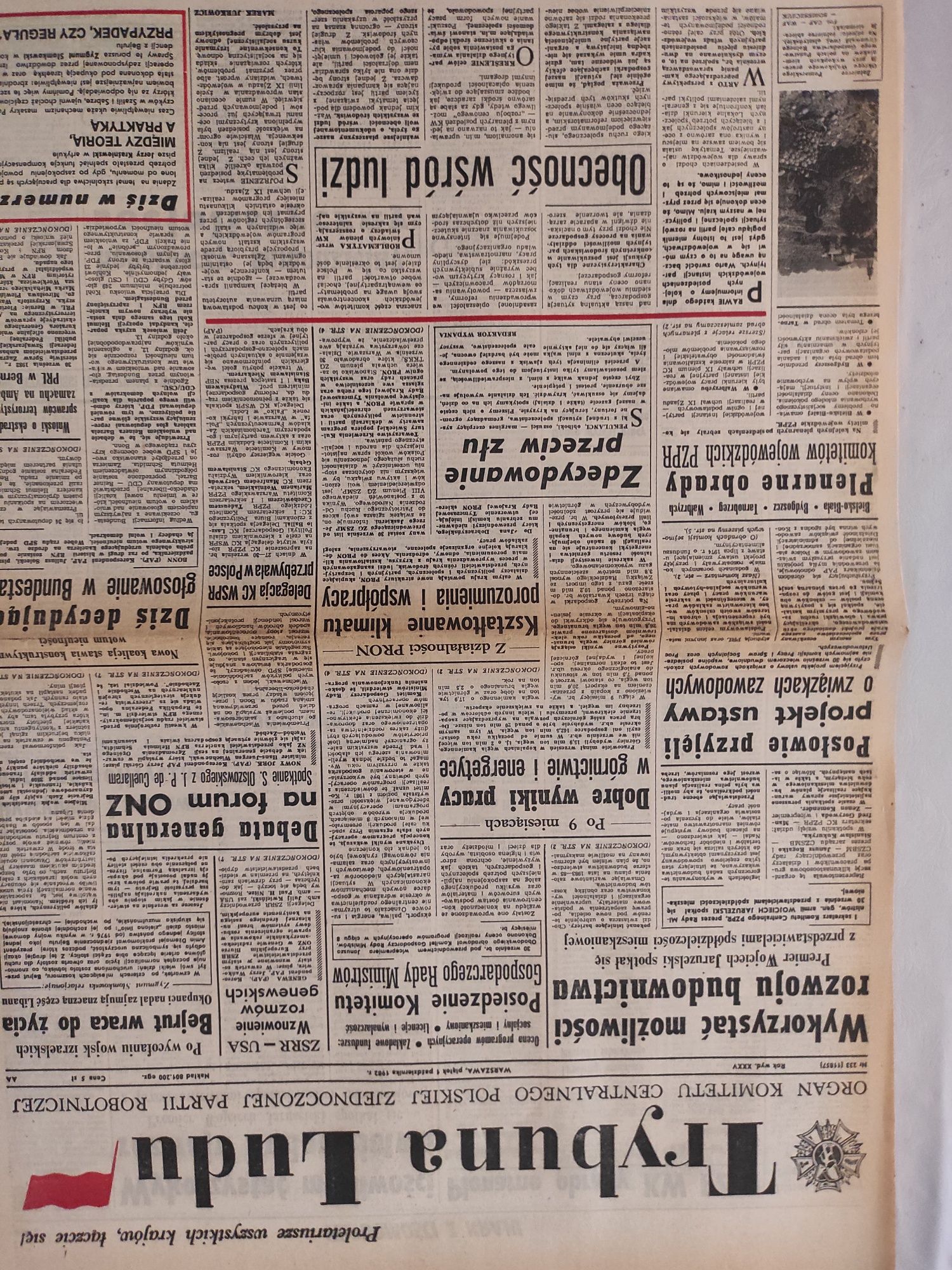 Trybuna ludu 1 października 1982 rok