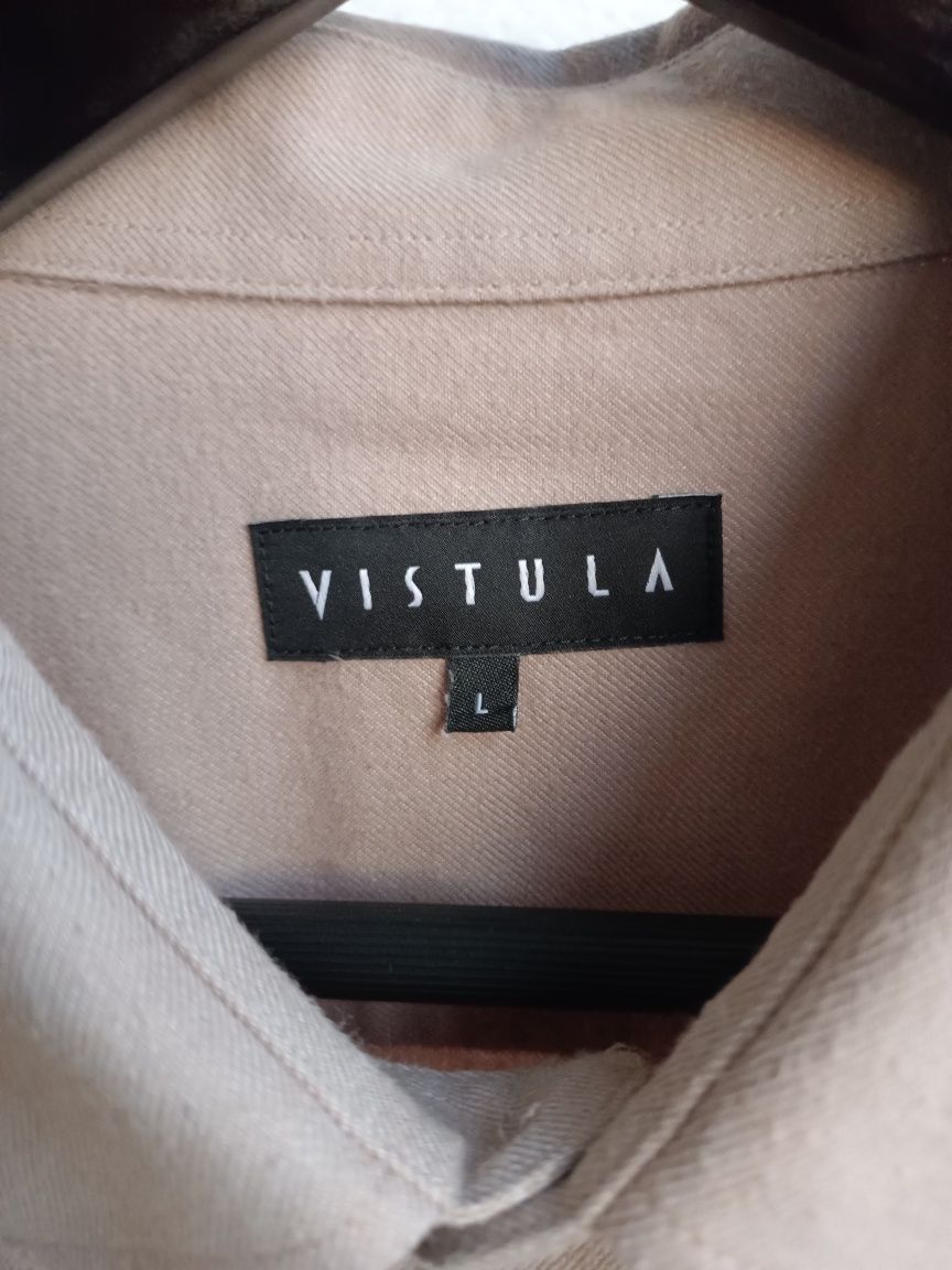 Brązowa koszula z kieszonką Vistula, klasyczna, elegancka, Boho