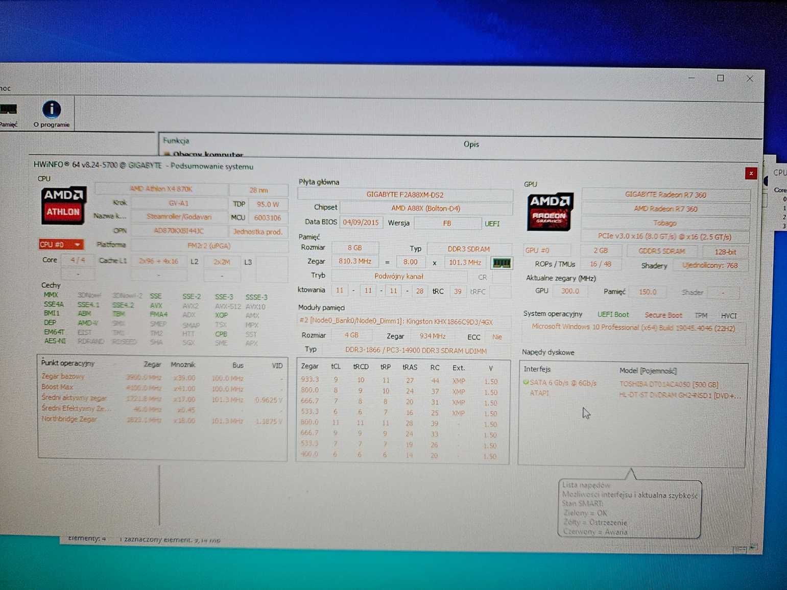 Komputer stacjonarny AMD Athlon X4 / 8 GB RAM DDR3 / R7 360 / Monitor