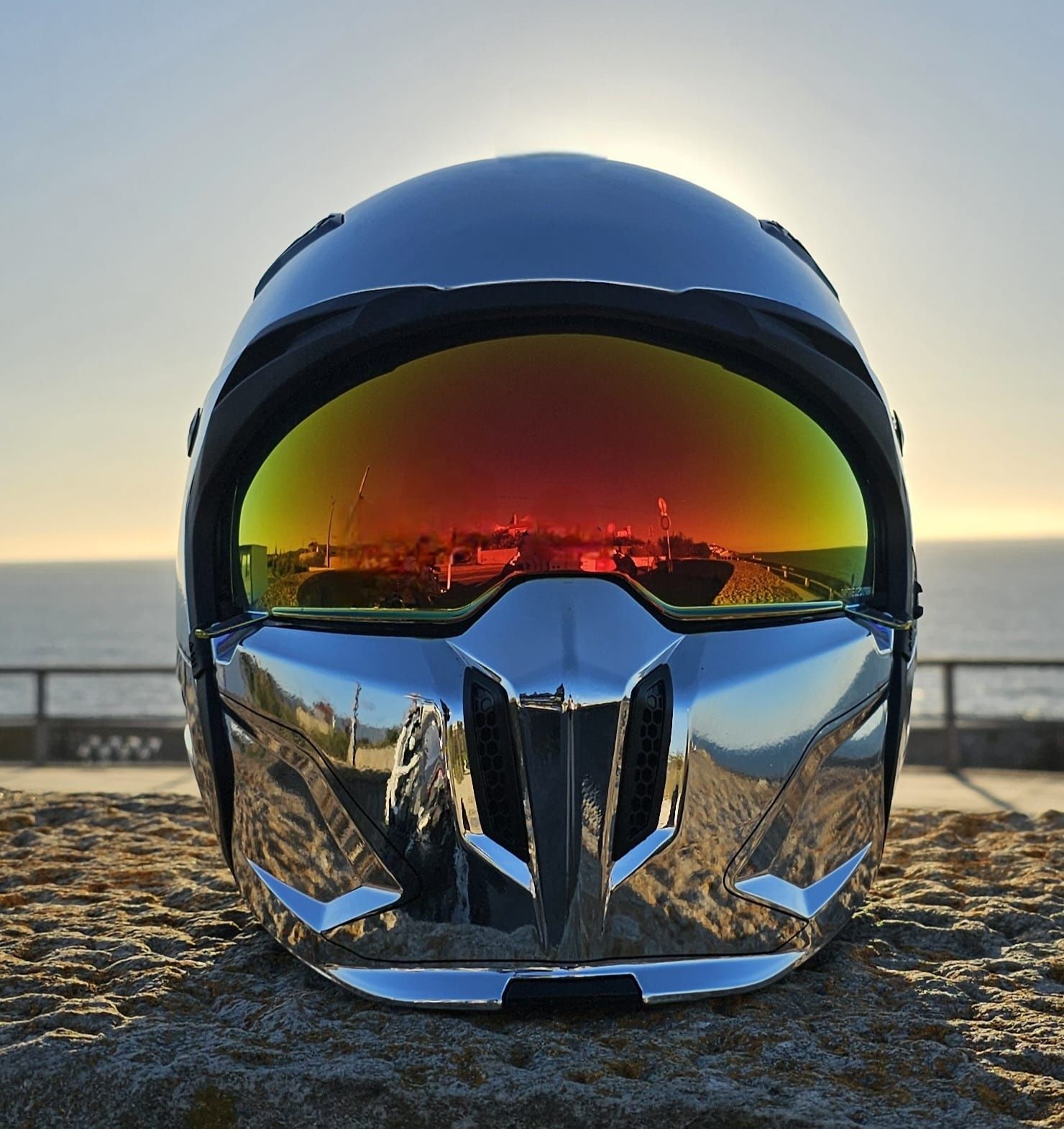 Capacete MT Streetfighter SV Chromed Silver Tam M/L