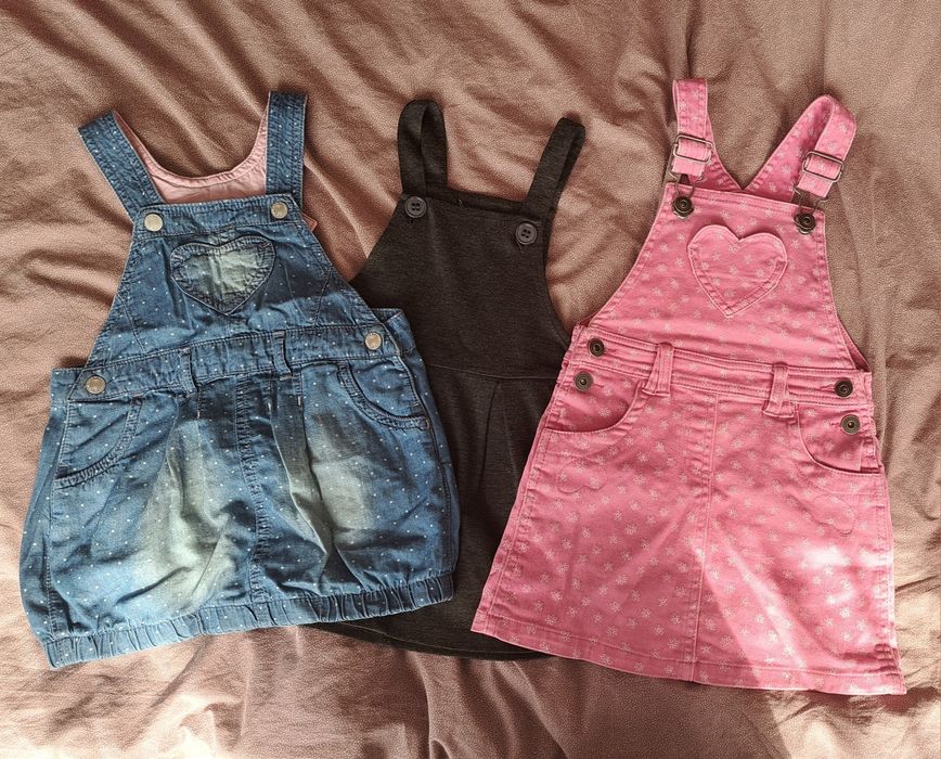 Zestaw 3 sukienki ogrodniczki w rozmierze 98 do 104