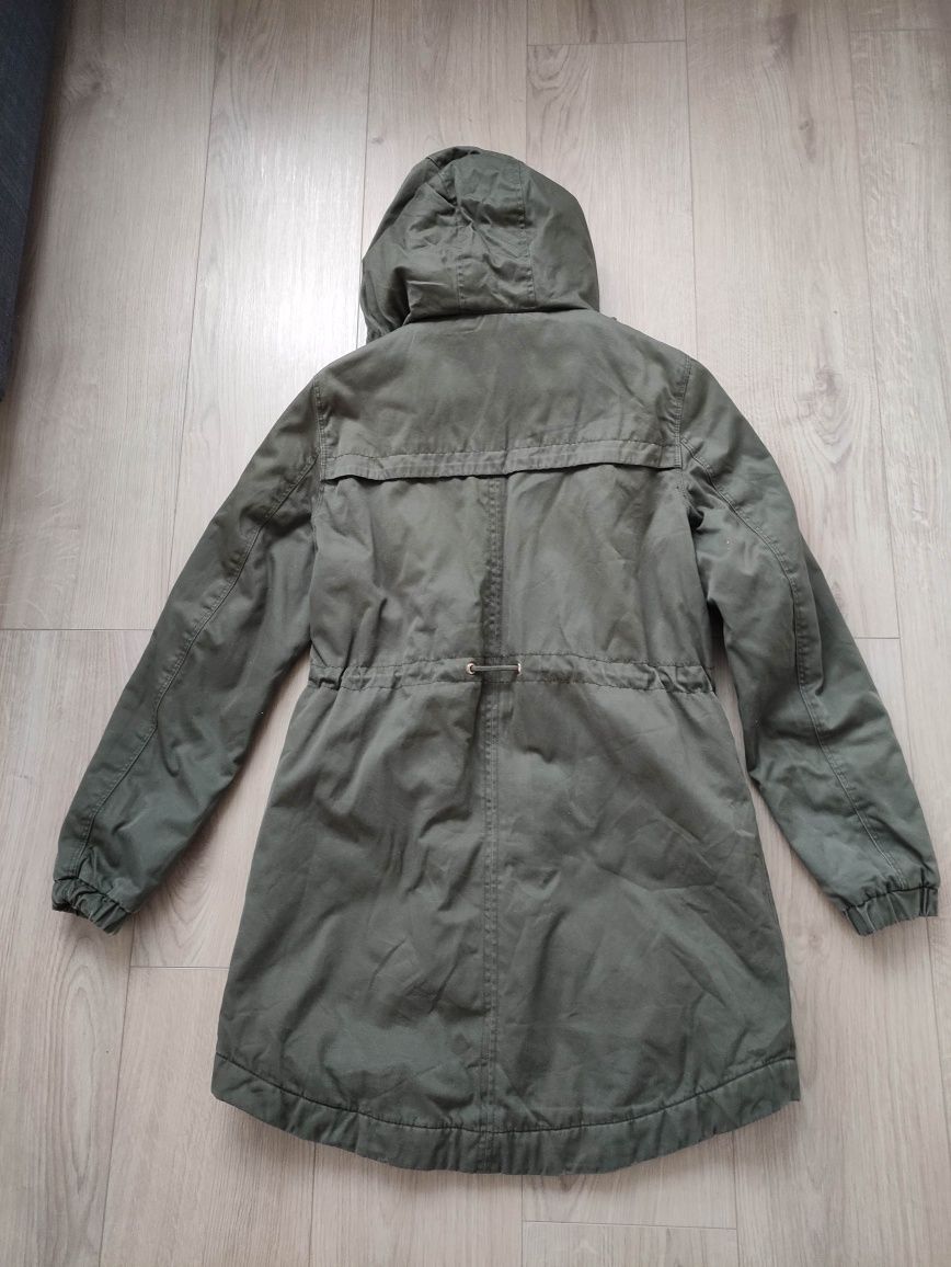 Damska parka khaki H&M damska kurtka jesienno zimowa oliwka