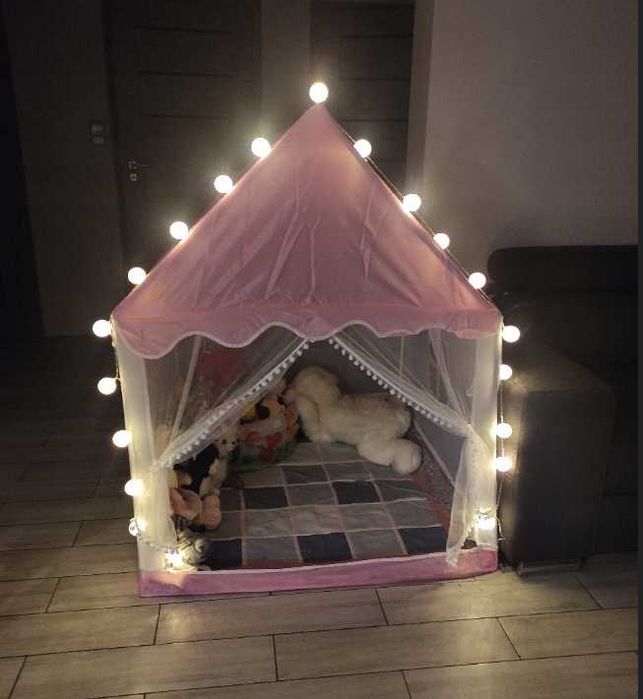 Namiot Zabawkowy Dla Dzieci Pałac z Lampkami LED do Domu i Ogrodu