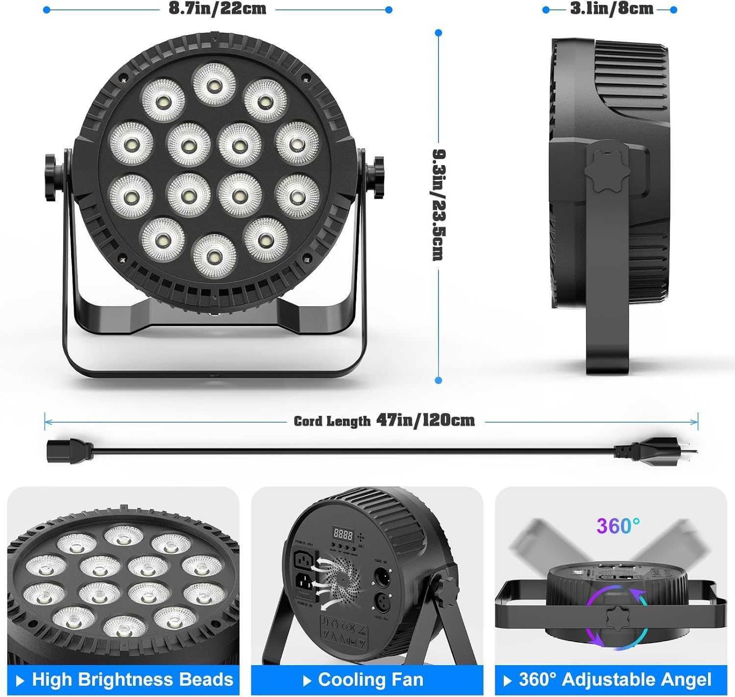 LED PAR 14 x 6W RGBW DMX oświetlenie dj sceniczne ZQ01424 + PILOT