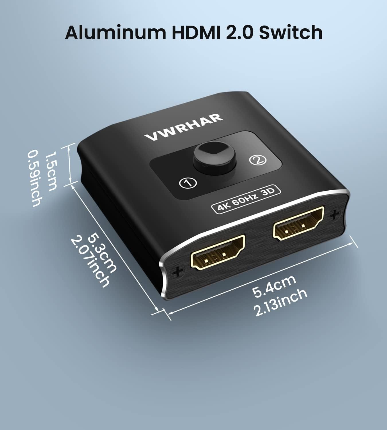 VWRHAR HW-002 Dwukierunkowy rozdzielacz HDMI splitter 4K 60Hz 3D