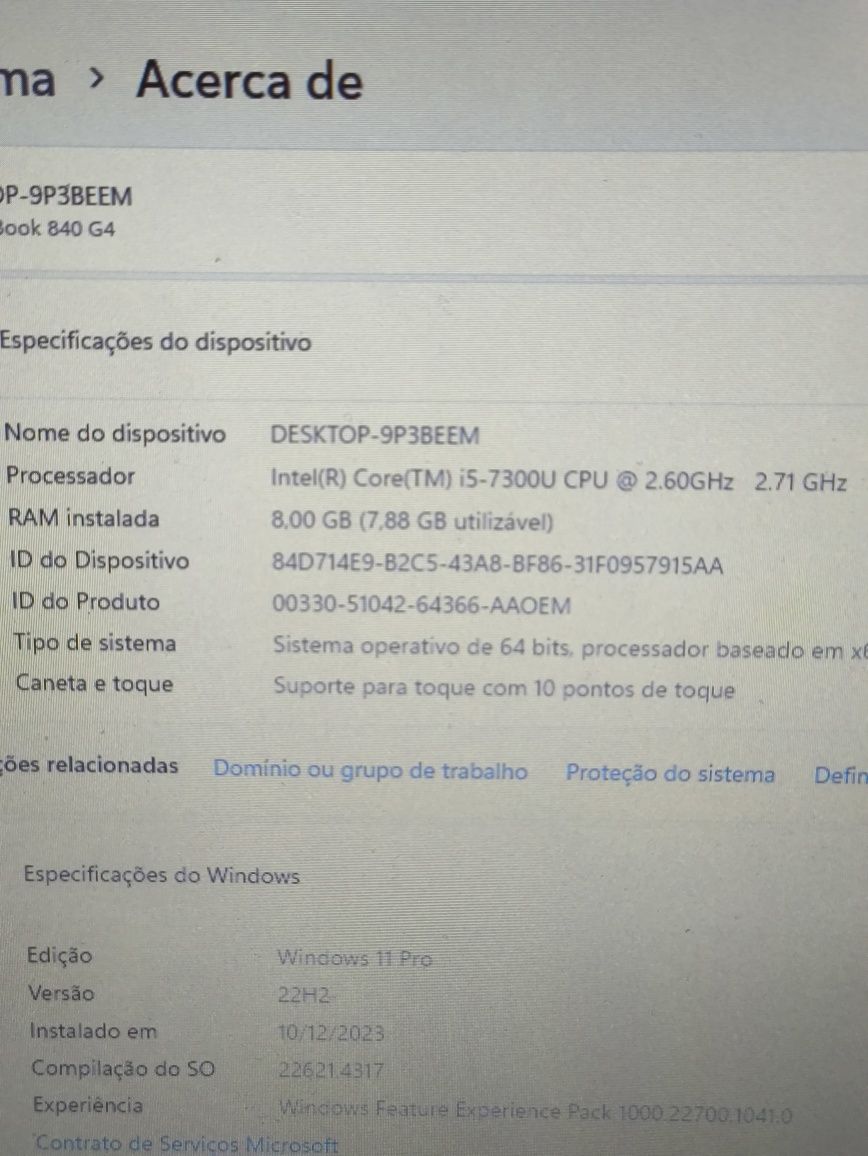 Hp Elitebook/ i5 / 8gb ddr4/ ssd/ ecran touch 14