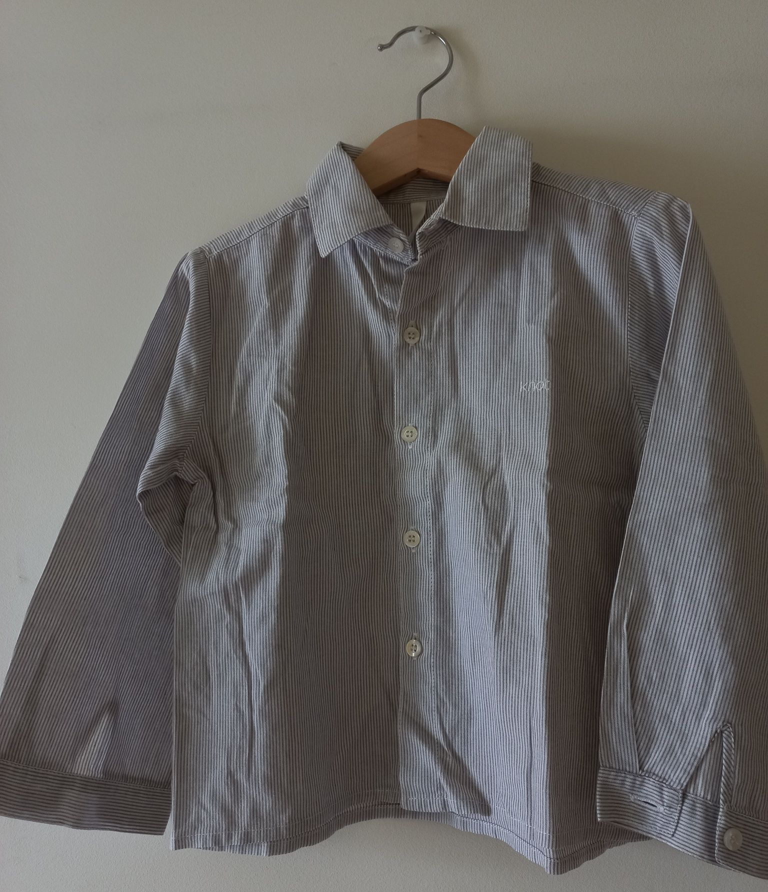 Camisa riscas cinza acastanhado, Knot, 4 anos, algodão