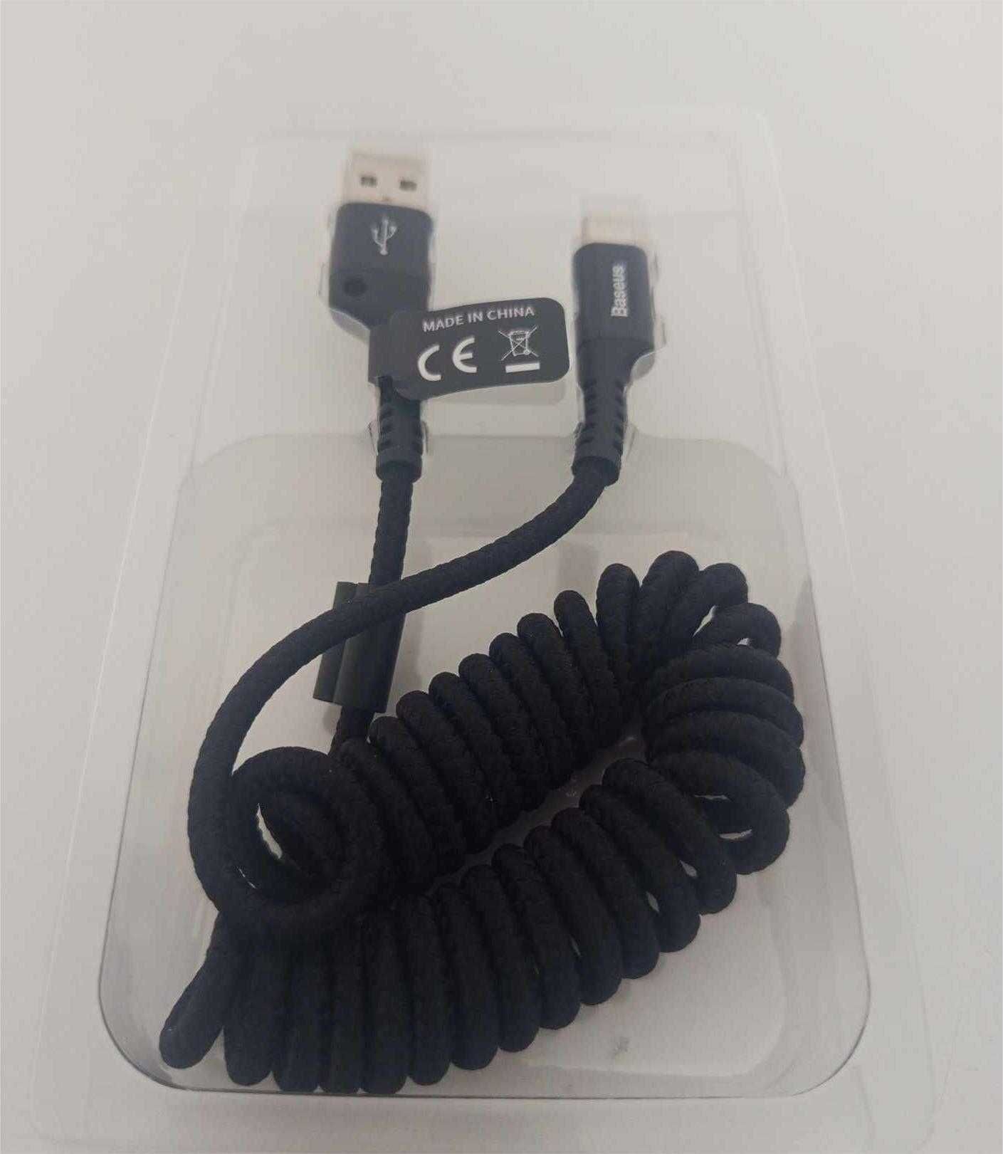 Kabel sprężynowy Baseus USB - USB typ C 1m Czarny