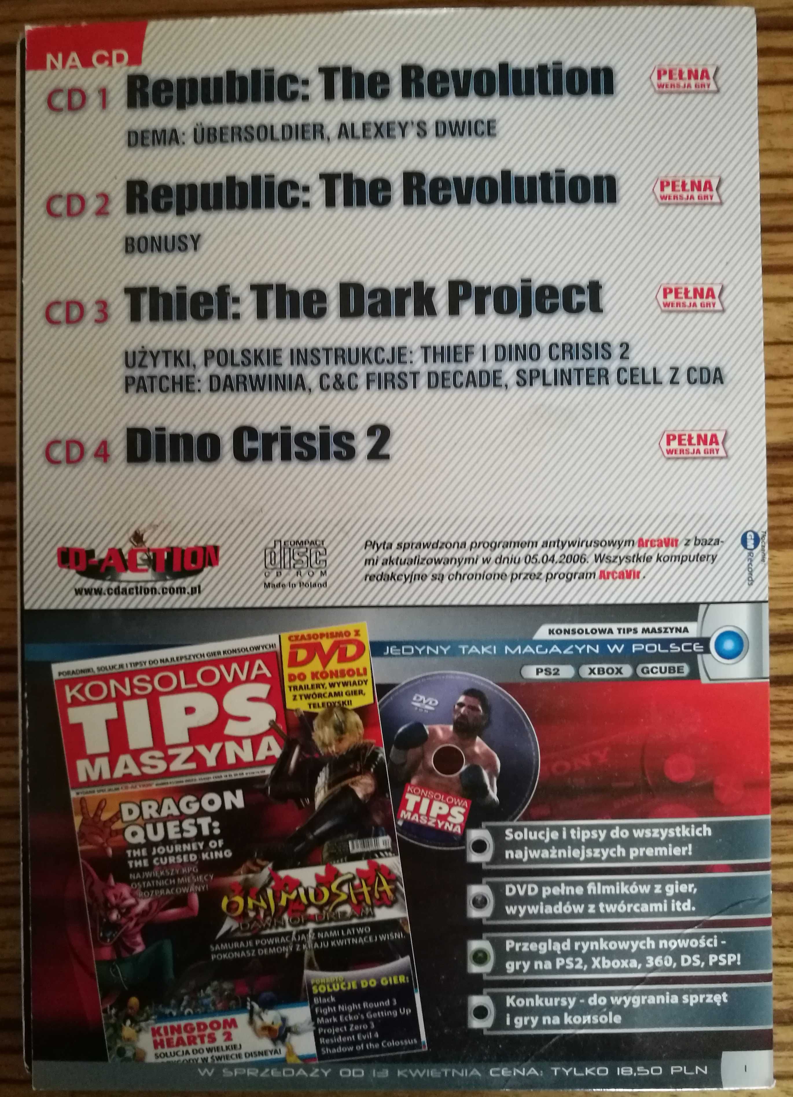 Republic The Revolution Dino Crisis 2 Thief  4 CD gra na PC  Cd-Action