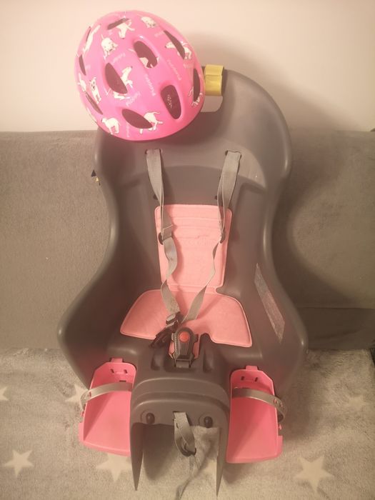 Fotelik rowerowy + kask dla dziewczynki