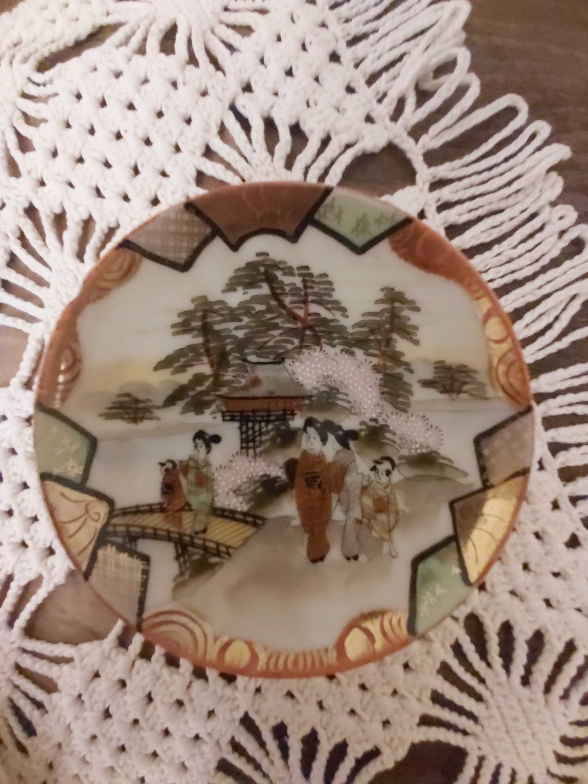 Porcelana styl Japoński Zestaw 3 małych talerzyków