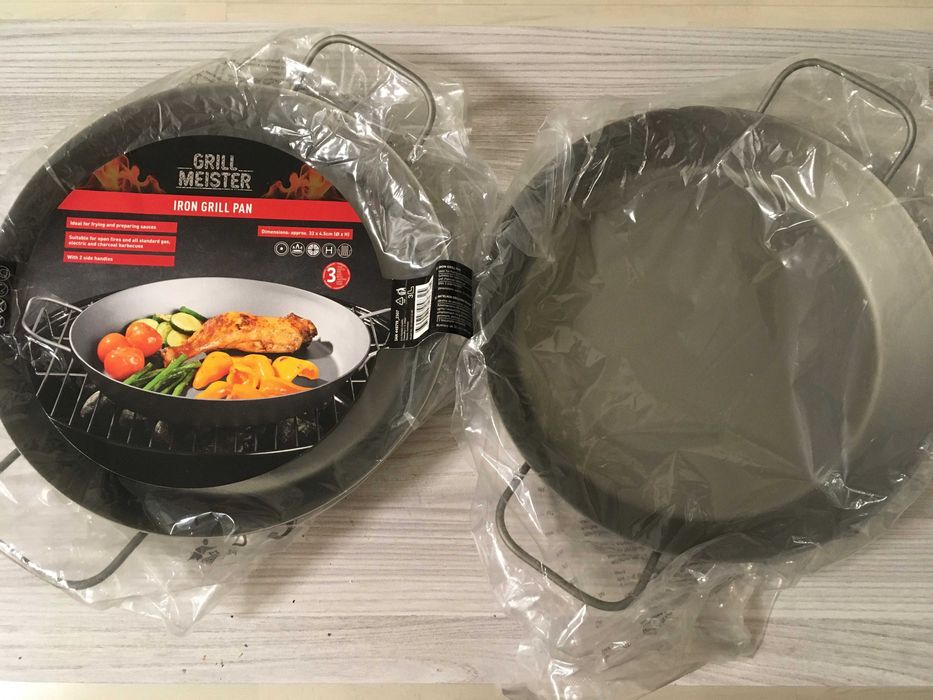 Grillmeister Patelnia Grillowa Żeliwna z Uchwytami 32cm