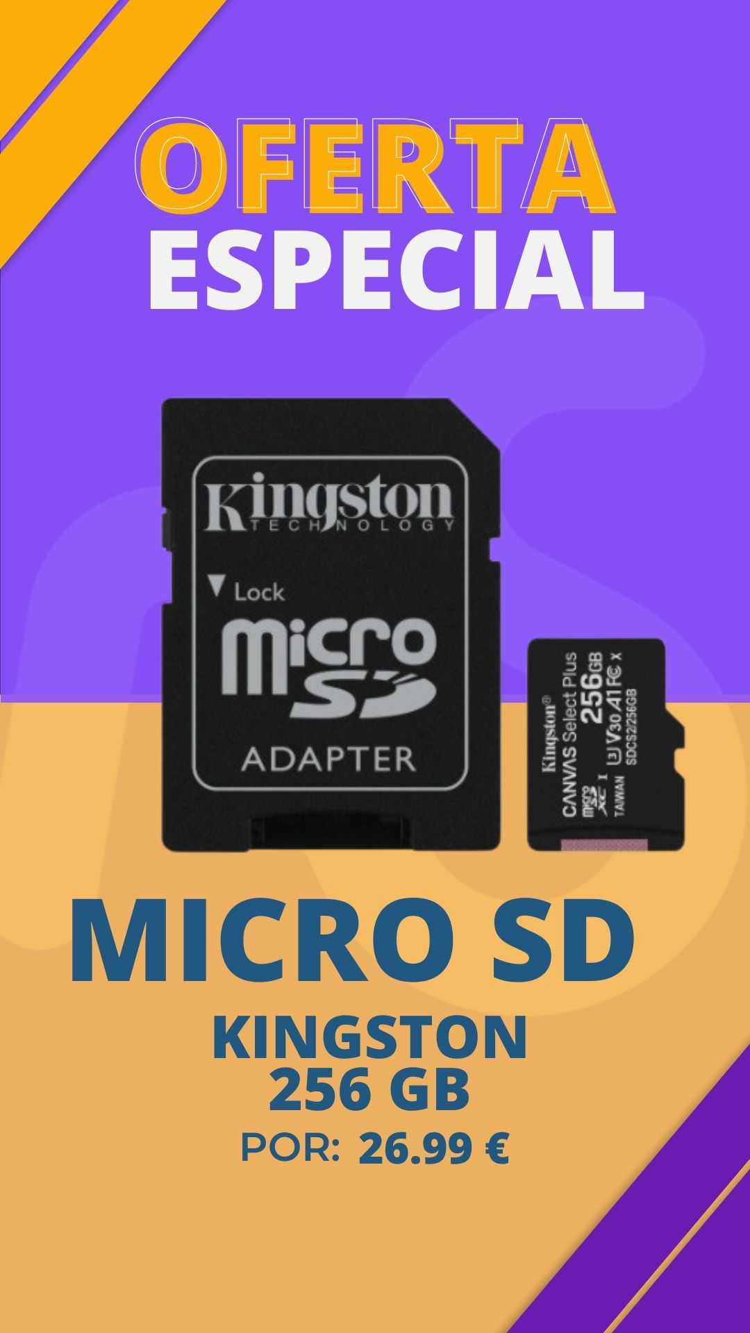 Cartão Micro SDXC 256GB Classe 10 100MB/s + Adaptador SD