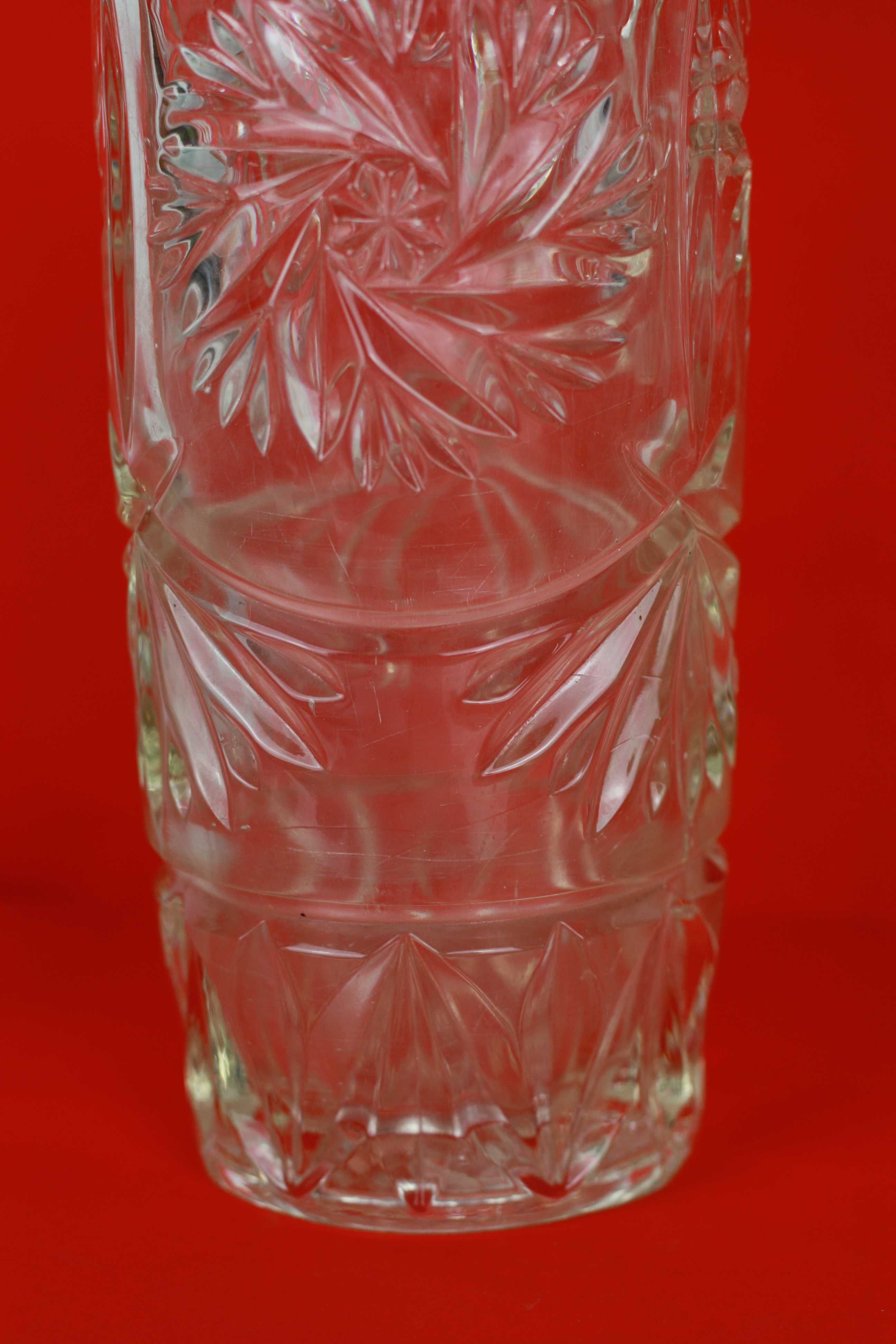 Wysoki szklany wazon PRL ala kryształ