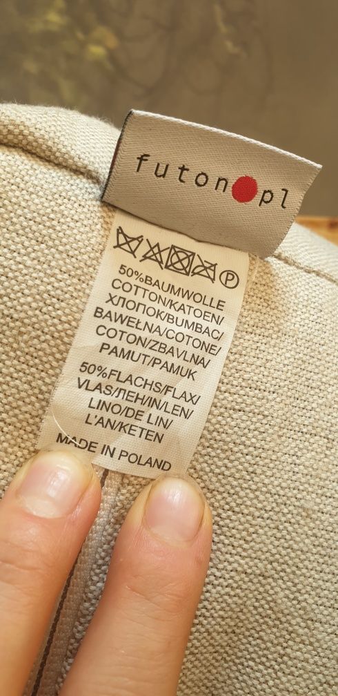 FUTON japoński Materac do rozkładanej sofy GRAB naturalny len bawełna