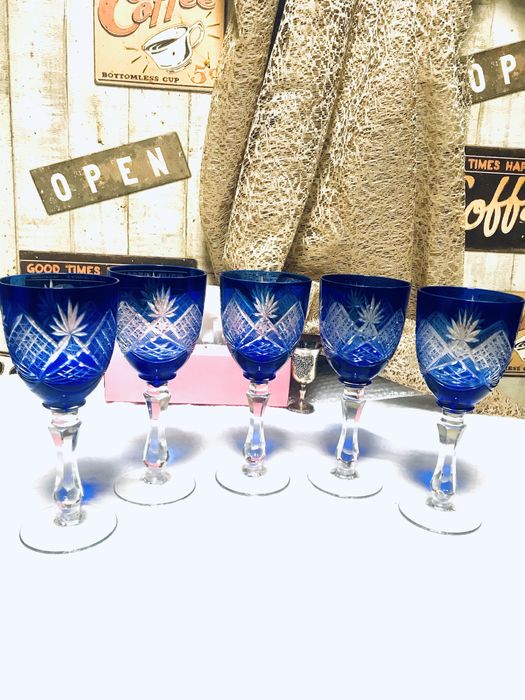 Хрусталь синий,бокали, GDR.