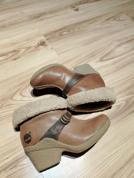 Musztardowe Damskie Skórzane Botki Timberland Earthkeepers
