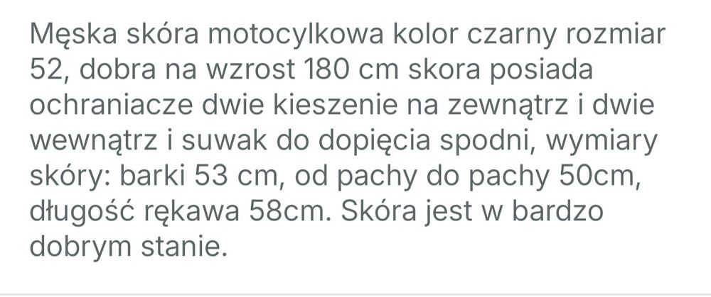 Męska skóra motocylkowa