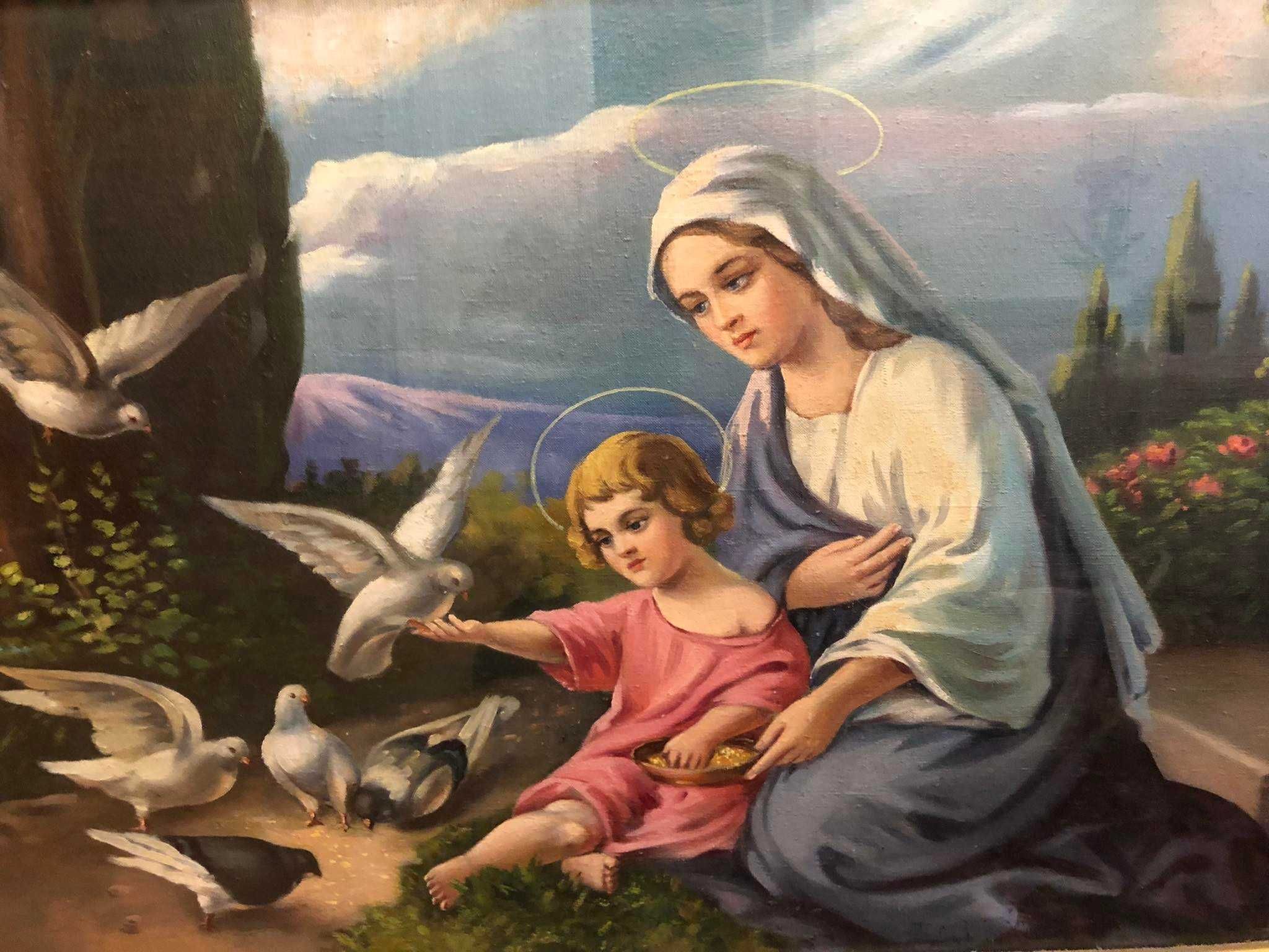 Мальований образ Матері Божої з Ісусиком 56*120см