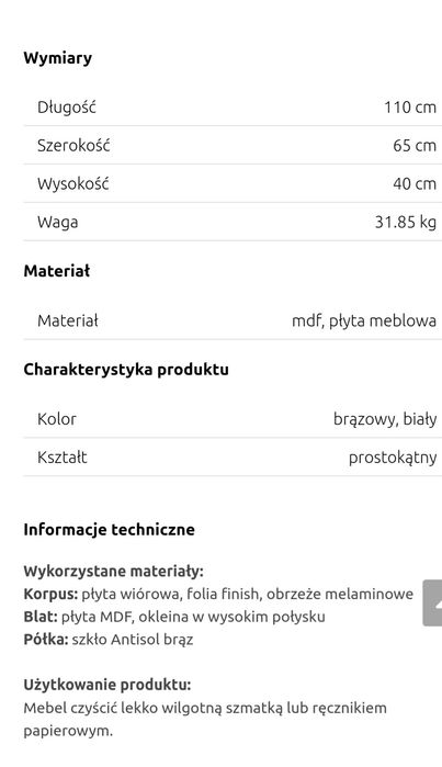 Stolik kawowy ława biały połysk