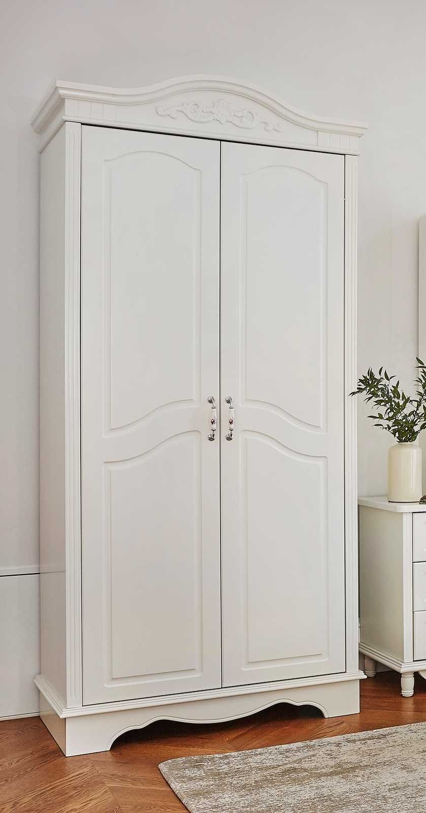 Stylowa biała szafa 2-drzwiowa  107 x 60 x 227, - 60% outlet, tanio!