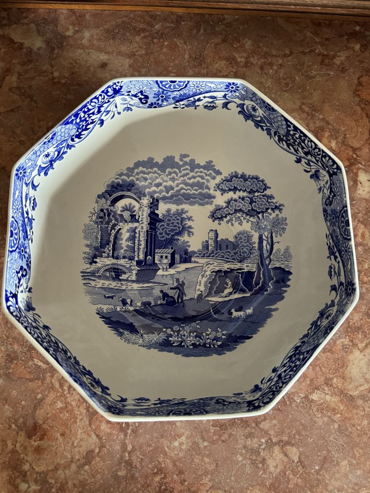 Saladeira octogonal Spode Italian Blue