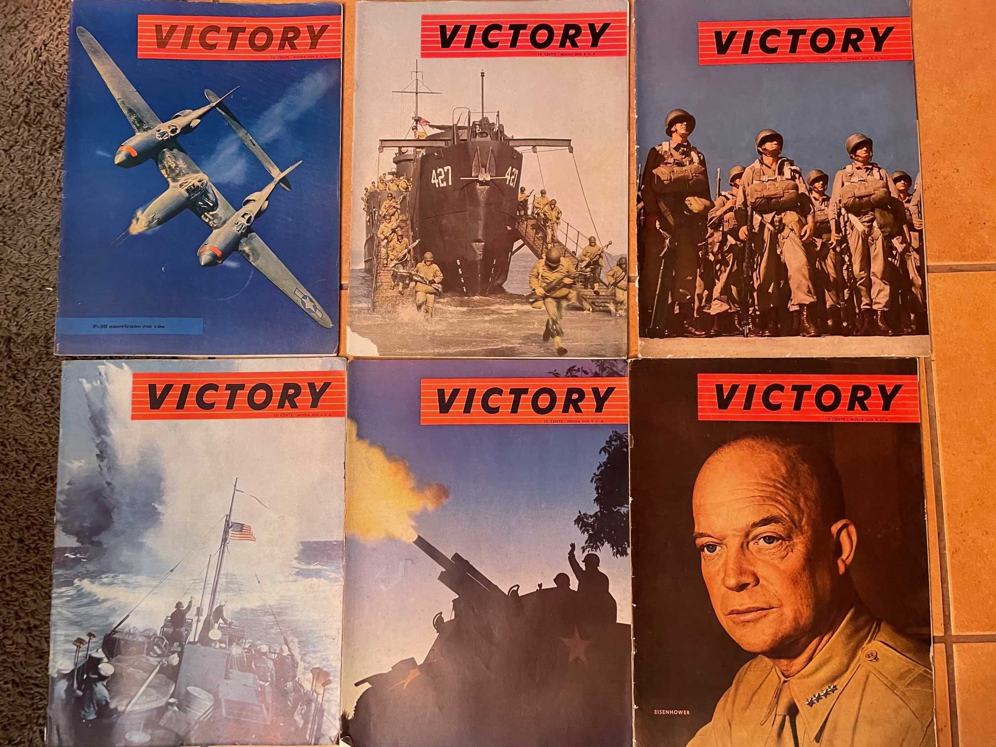 Revista VICTORY, II Guerra Mundial, seis exemplares, 1943 a 1945