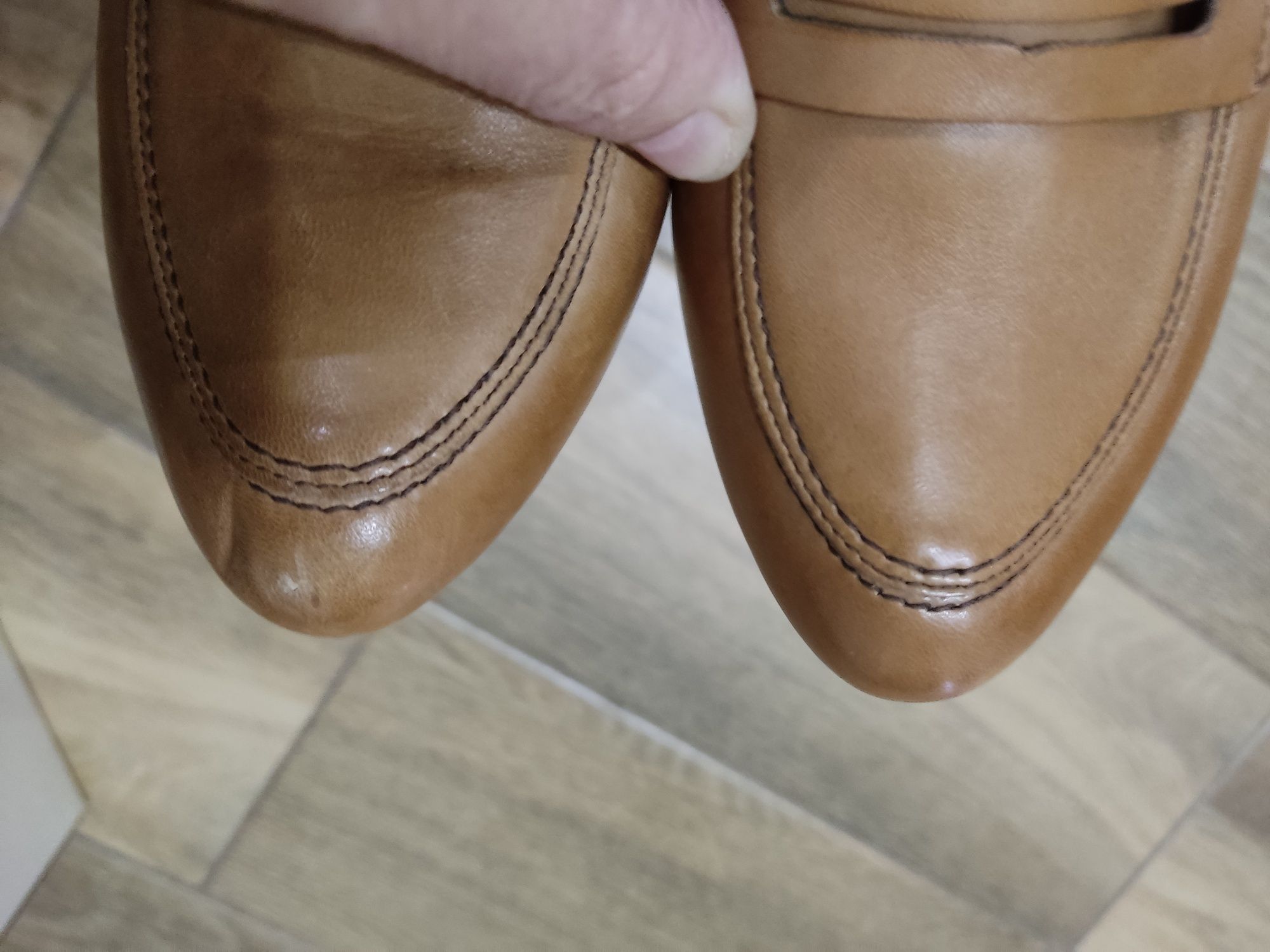 Buty półbuty pantofle Lasocki 40 41 skóra nowe bdb brąz camel