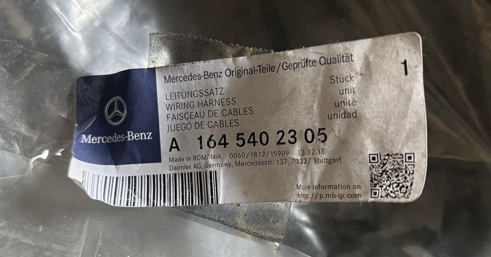 Жгут проводки парктроников переднего бампера w164