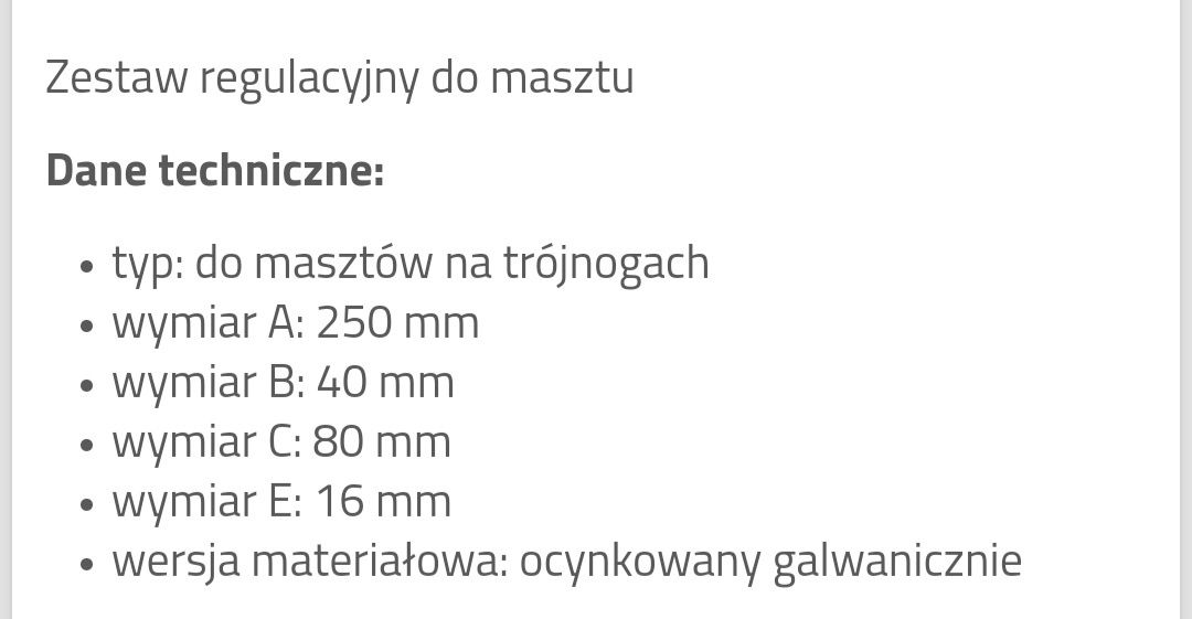 Zestaw regulacyjny odgromowy do masztu 250X40X80X16 mm Ocynkowany 65.R