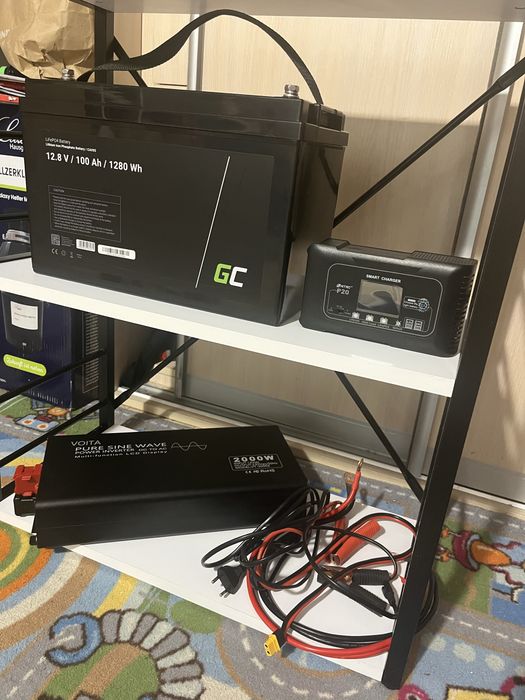 LiFePO4 12.8V 100Ah + Voita 2000W + зарядка — майже новий комплект