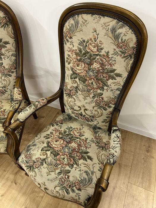 Fotele stylowe komplet dwie sztuki gobelin