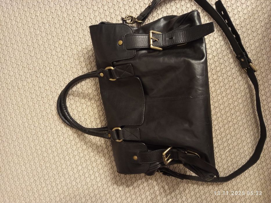 Czarna skórzana torba damska adax