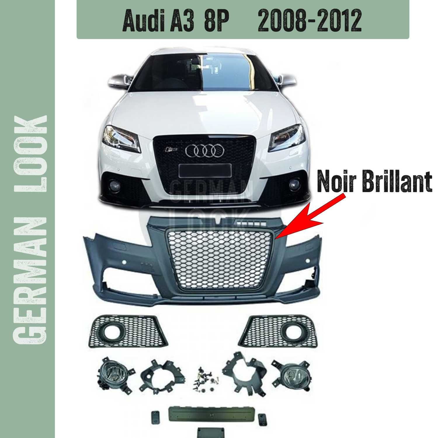 Para-choque frontal RS3 AUDI A3 8P de 2008 a 2012 + grade + faróis