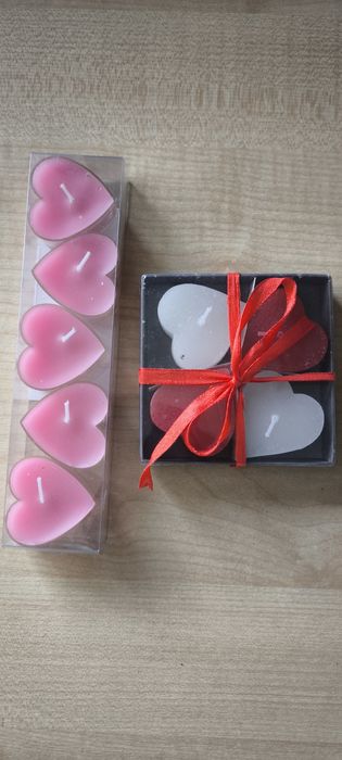 Świeczki tealight serduszka serca walentynki różowe czerwone nowe